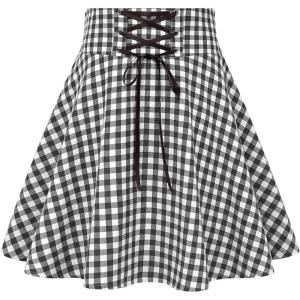 image:imageIDEALSANXUN Gothic Plaid Mini Skirts for Women Short High Waist Plaid SkirtsGingham Black