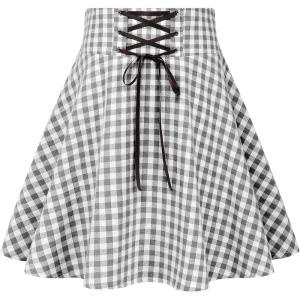 image:imageIDEALSANXUN Gothic Plaid Mini Skirts for Women Short High Waist Plaid SkirtsGingham Grey