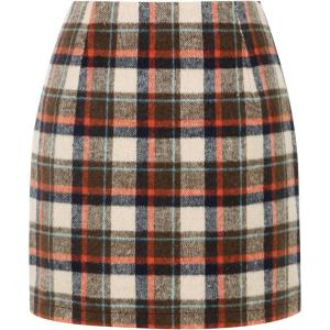 image:imageIDEALSANXUN Womens High Waist Plaid Skirt Bodycon Pencil Wool Mini SkirtsArmyorange