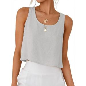 image:imageIDEALSANXUN Womens Scoop Neck Crop Tank Tops Spring Summer Sleeveless TopsLight Grey