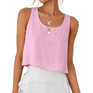 image:imageIDEALSANXUN Womens Scoop Neck Crop Tank Tops Spring Summer Sleeveless TopsPink