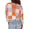 image:imageIDEALSANXUN Womens Color Block Cropped Sweater Fall Winter Trendy Cute Long Sleeve Knit Sweater TopsOrange