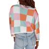 image:imageIDEALSANXUN Womens Color Block Cropped Sweater Fall Winter Trendy Cute Long Sleeve Knit Sweater TopsPink
