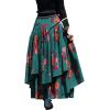 image:imageIDEALSANXUN Womens Elastic Waist Aline Cotton Lined Retro Maxi Hem Pleated Long SkirtsPrint 8