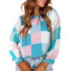 image:imageIDEALSANXUN Womens Color Block Cropped Sweater Fall Winter Trendy Cute Long Sleeve Knit Sweater TopsBlue