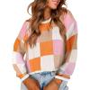 image:imageIDEALSANXUN Womens Color Block Cropped Sweater Fall Winter Trendy Cute Long Sleeve Knit Sweater TopsOrange