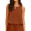 image:imageIDEALSANXUN Womens Linen Tank Tops Spring Summer Relaxed Fit Sleeveless ShirtsBrick Red