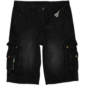 image:imageIDEALSANXUN Mens Casual Loose Fit MultiPockets Military Cargo ShortsDenim Black