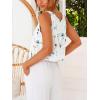 image:imageIDEALSANXUN Womens V Neck Cropped Linen Tank Tops Spring Summer Sleeveless ShirtsFloral Blue