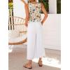 image:imageIDEALSANXUN Womens V Neck Cropped Linen Tank Tops Spring Summer Sleeveless ShirtsFloral Blue Brown