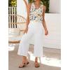 image:imageIDEALSANXUN Womens V Neck Cropped Linen Tank Tops Spring Summer Sleeveless ShirtsFloral Blue Brown