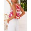 image:imageIDEALSANXUN Womens V Neck Cropped Linen Tank Tops Spring Summer Sleeveless ShirtsFloral Red