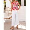 image:imageIDEALSANXUN Womens V Neck Cropped Linen Tank Tops Spring Summer Sleeveless ShirtsFloral Red