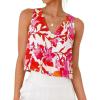 image:imageIDEALSANXUN Womens V Neck Cropped Linen Tank Tops Spring Summer Sleeveless ShirtsFloral Red