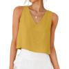 image:imageIDEALSANXUN Womens V Neck Cropped Linen Tank Tops Spring Summer Sleeveless ShirtsMustard Yellow