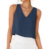 image:imageIDEALSANXUN Womens V Neck Cropped Linen Tank Tops Spring Summer Sleeveless ShirtsSlate Blue