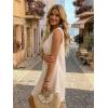 image:imageIDEALSANXUN Womens Gingham Dress Spring Summer Button Down Sleeveless Midi A Line DressKhaki