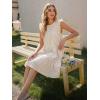 image:imageIDEALSANXUN Womens Gingham Dress Spring Summer Beach Casual Cap Sleeve Tiered A Line Mini DressesBeige
