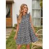 image:imageIDEALSANXUN Womens Gingham Dress Spring Summer Beach Casual Cap Sleeve Tiered A Line Mini DressesBlack