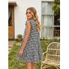 image:imageIDEALSANXUN Womens Gingham Dress Spring Summer Beach Casual Cap Sleeve Tiered A Line Mini DressesBlack