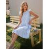 image:imageIDEALSANXUN Womens Gingham Dress Spring Summer Beach Casual Cap Sleeve Tiered A Line Mini DressesLight Blue