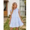 image:imageIDEALSANXUN Womens Gingham Dress Spring Summer Beach Casual Cap Sleeve Tiered A Line Mini DressesLight Blue