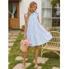 image:imageIDEALSANXUN Womens Gingham Dress Spring Summer Beach Casual Cap Sleeve Tiered A Line Mini DressesLight Blue