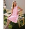 image:imageIDEALSANXUN Womens Gingham Dress Spring Summer Beach Casual Cap Sleeve Tiered A Line Mini DressesPink