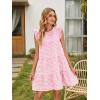 image:imageIDEALSANXUN Womens Gingham Dress Spring Summer Beach Casual Cap Sleeve Tiered A Line Mini DressesPink