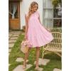 image:imageIDEALSANXUN Womens Gingham Dress Spring Summer Beach Casual Cap Sleeve Tiered A Line Mini DressesPink