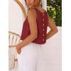 image:imageIDEALSANXUN Womens Linen Crop Tank Tops 2026 Spring Summer Beach Sleeveless TopsCherry Red