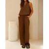 image:imageIDEALSANXUN Womens Linen Tank Tops Spring Summer Relaxed Fit Sleeveless ShirtsCoffee