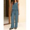 image:imageIDEALSANXUN Womens Linen Tank Tops Spring Summer Relaxed Fit Sleeveless ShirtsGrey Blue