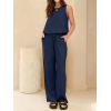 image:imageIDEALSANXUN Womens Linen Tank Tops Spring Summer Relaxed Fit Sleeveless ShirtsNavy