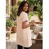image:imageIDEALSANXUN Womens Gingham Dress Spring Summer Beach Casual Short Sleeve Plaid Mini DressesBeige