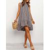 image:imageIDEALSANXUN Womens Gingham Dress Spring Summer Beach Sleeveless A Line Midi SundressBrown