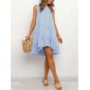 image:imageIDEALSANXUN Womens Gingham Dress Spring Summer Beach Sleeveless A Line Midi SundressLight Blue