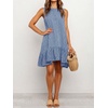 image:imageIDEALSANXUN Womens Gingham Dress Spring Summer Beach Sleeveless A Line Midi SundressBlue