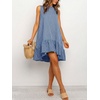 image:imageIDEALSANXUN Womens Gingham Dress Spring Summer Beach Sleeveless A Line Midi SundressBlue