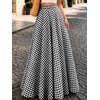 image:imageIDEALSANXUN Womens Gingham Maxi Skirt Spring Summer High Waisted Flowy Beach Boho Long Pleated SkirtBlack
