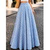 image:imageIDEALSANXUN Womens Gingham Maxi Skirt Spring Summer High Waisted Flowy Beach Boho Long Pleated SkirtBlue