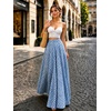 image:imageIDEALSANXUN Womens Gingham Maxi Skirt Spring Summer High Waisted Flowy Beach Boho Long Pleated SkirtBlue