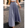 image:imageIDEALSANXUN Womens Gingham Maxi Skirt Spring Summer High Waisted Flowy Beach Boho Long Pleated SkirtNavy
