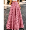 image:imageIDEALSANXUN Womens Gingham Maxi Skirt Spring Summer High Waisted Flowy Beach Boho Long Pleated SkirtRed