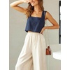 image:imageIDEALSANXUN Womens Linen Crop Tank Tops Cute Summer Sleeveless Cropped Cotton Linen TopsNavy