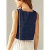 image:imageIDEALSANXUN Womens Linen Crop Tank Tops Cute Summer Sleeveless Cropped Cotton Linen TopsNavy
