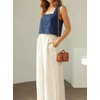 image:imageIDEALSANXUN Womens Linen Crop Tank Tops Cute Summer Sleeveless Cropped Cotton Linen TopsNavy