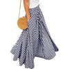 image:imageIDEALSANXUN Womens Gingham Maxi Skirt Spring Summer High Waisted Flowy Beach Boho Long Pleated SkirtNavy