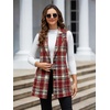 image:imageIDEALSANXUN Plaid Vest for Women Fall Winter Sleeveless Blazer JacketsBurgundy