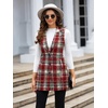 image:imageIDEALSANXUN Plaid Vest for Women Fall Winter Sleeveless Blazer JacketsBurgundy